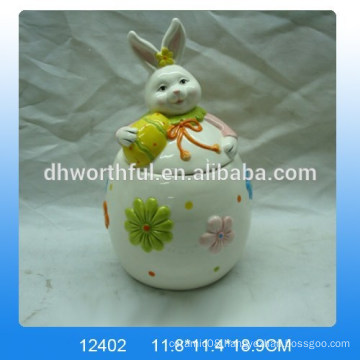 Lovely ceramic storage tank with easter rabbit design